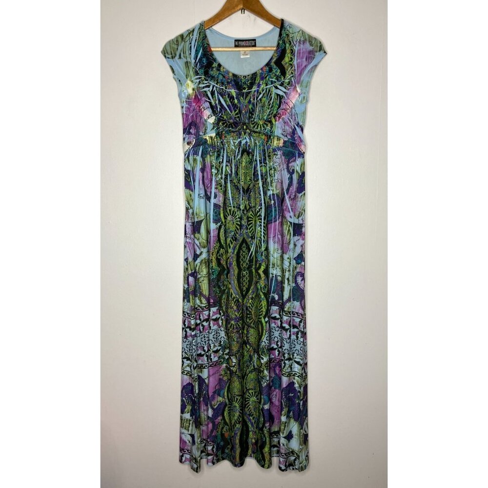The Pyramid Collection Multicolor Boho Maxi Dress XS Festival Art Psychedelic